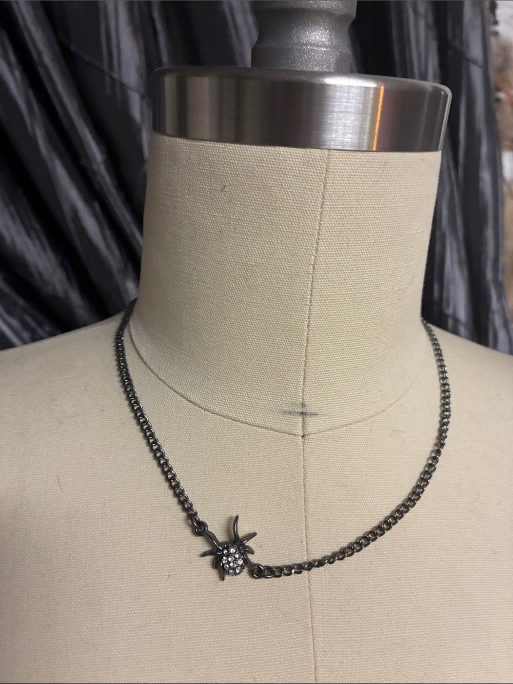 Rock & Republic Gunmetal Spider Pendant Necklace